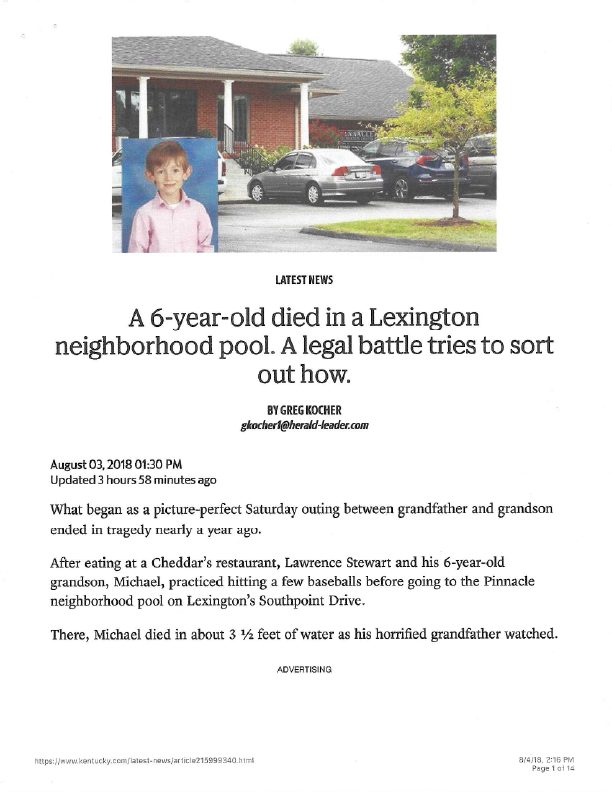 Online Version of Front Page Newspaper Story